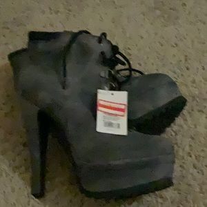 Acid denim platform boot